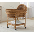 Premium Handmade Rattan Baby Cradle, Sustainable Wicker Cradle with Wheels & Shelves, Modern Baby Care Furniture Ds. Store