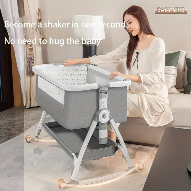 Baby Crib, Portable Splicing, Cradle Bed, Foldable Height Adjustable Splicing, and Movable Bedside Swing, Cradle Bed Ds. Store