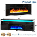 82.6" Fireplace TV Stand w/40 Electric Fireplace for 95in TV, High Gloss Entertainment Center, Media Console w/Charging Station Ds. Store