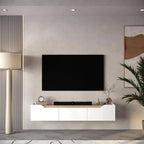 Modern Floating TV Stand 75 Inch Wall Mounted Entertainment Center Cable Management Living Room White Oak, Customized Ds. Store