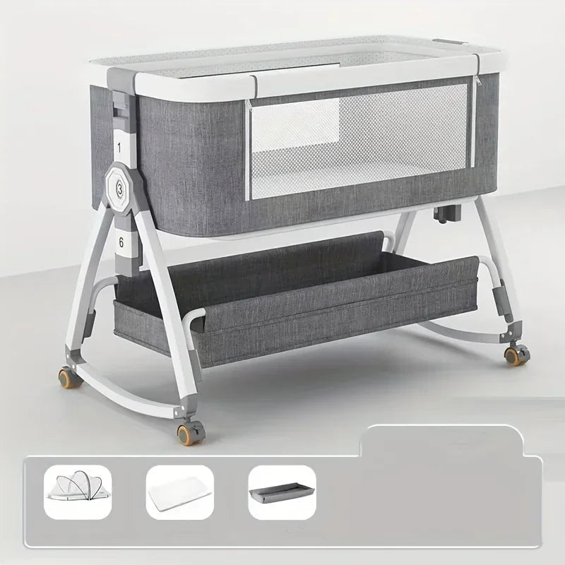 Baby Crib, Portable Splicing, Cradle Bed, Foldable Height Adjustable Splicing, and Movable Bedside Swing, Cradle Bed Ds. Store