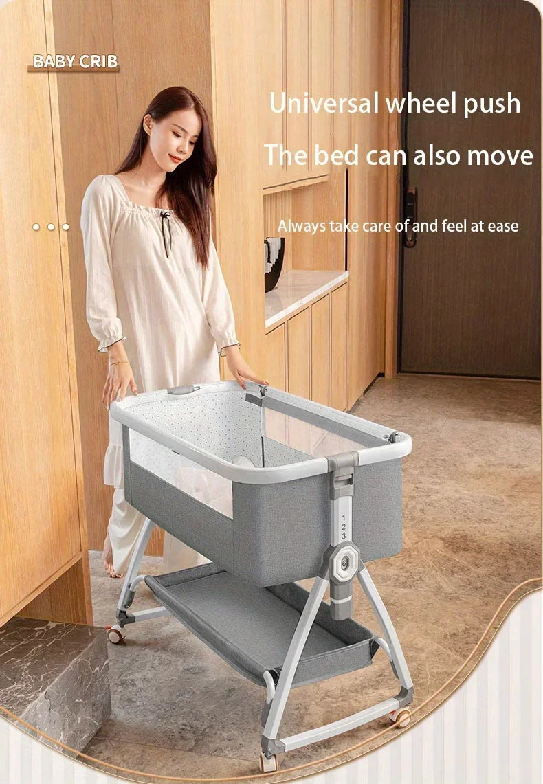 Baby Crib, Portable Splicing, Cradle Bed, Foldable Height Adjustable Splicing, and Movable Bedside Swing, Cradle Bed Ds. Store