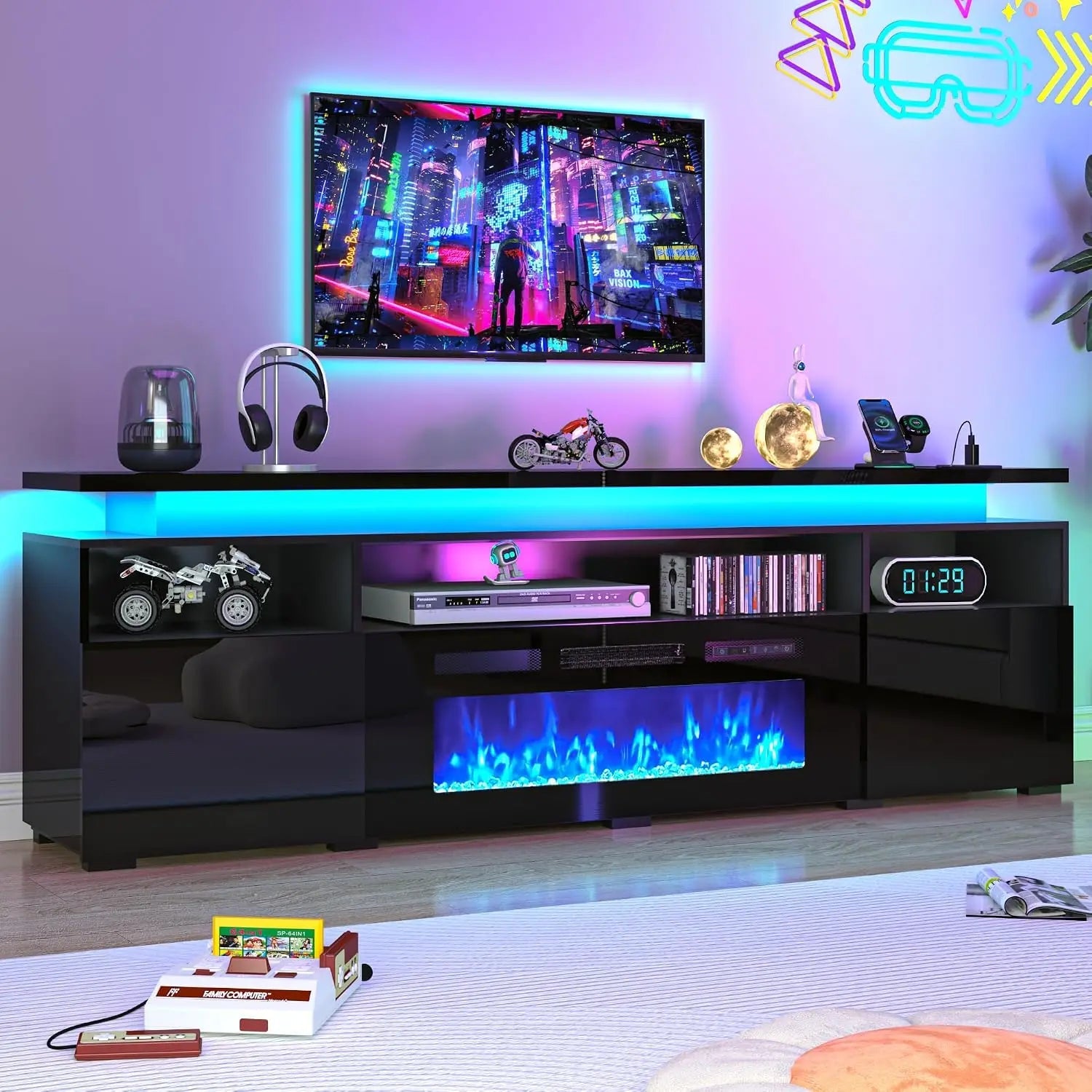 82.6" Fireplace TV Stand w/40 Electric Fireplace