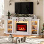 72" LED Lights Electric Fireplace with Mantel, Fireplace TV Stand for 80 Inch TV, Entertainment Center with Red, Customized Ds. Store