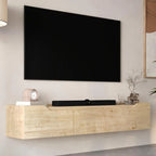 Modern Floating TV Stand 75 Inch Wall Mounted Entertainment Center Cable Management Living Room White Oak, Customized Ds. Store