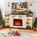 72" LED Lights Electric Fireplace with Mantel, Fireplace TV Stand for 80 Inch TV, Entertainment Center with Red, Customized Ds. Store