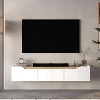 Modern Floating TV Stand 75 Inch Wall Mounted Entertainment Center Cable Management Living Room White Oak, Customized Ds. Store