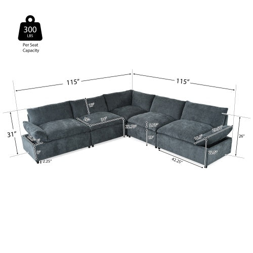 115.5 Modular Deep Gray Sectional Sofa pulchranaturals